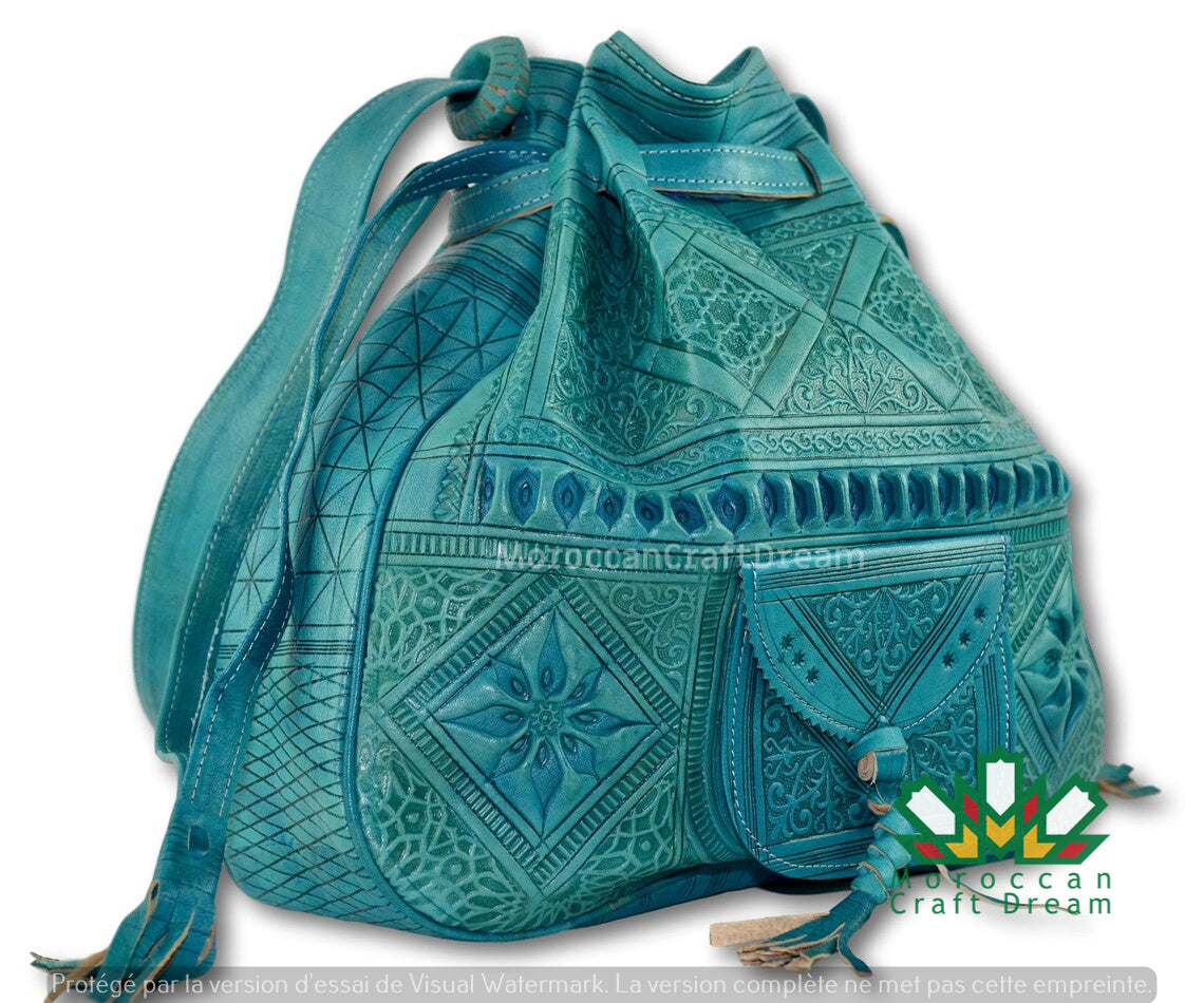 Luxury Women's Leather Bag Teal – Boho Crossbody, Purse 1