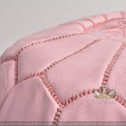 Luxury Leather Ottoman Pouf Light Pink RP1LPI