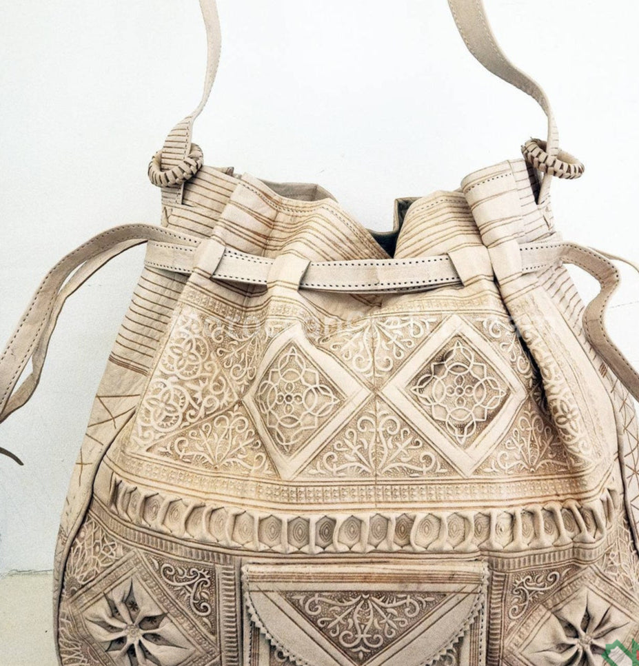 Luxury Women's Leather Bag Cream – Boho Crossbody, Purse