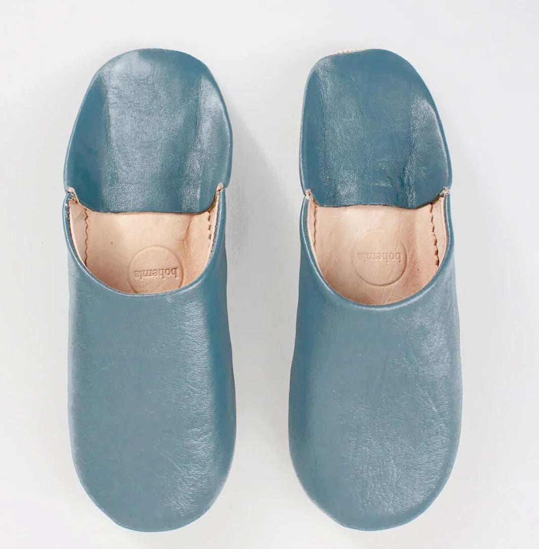 handmade leather slipper gray color
