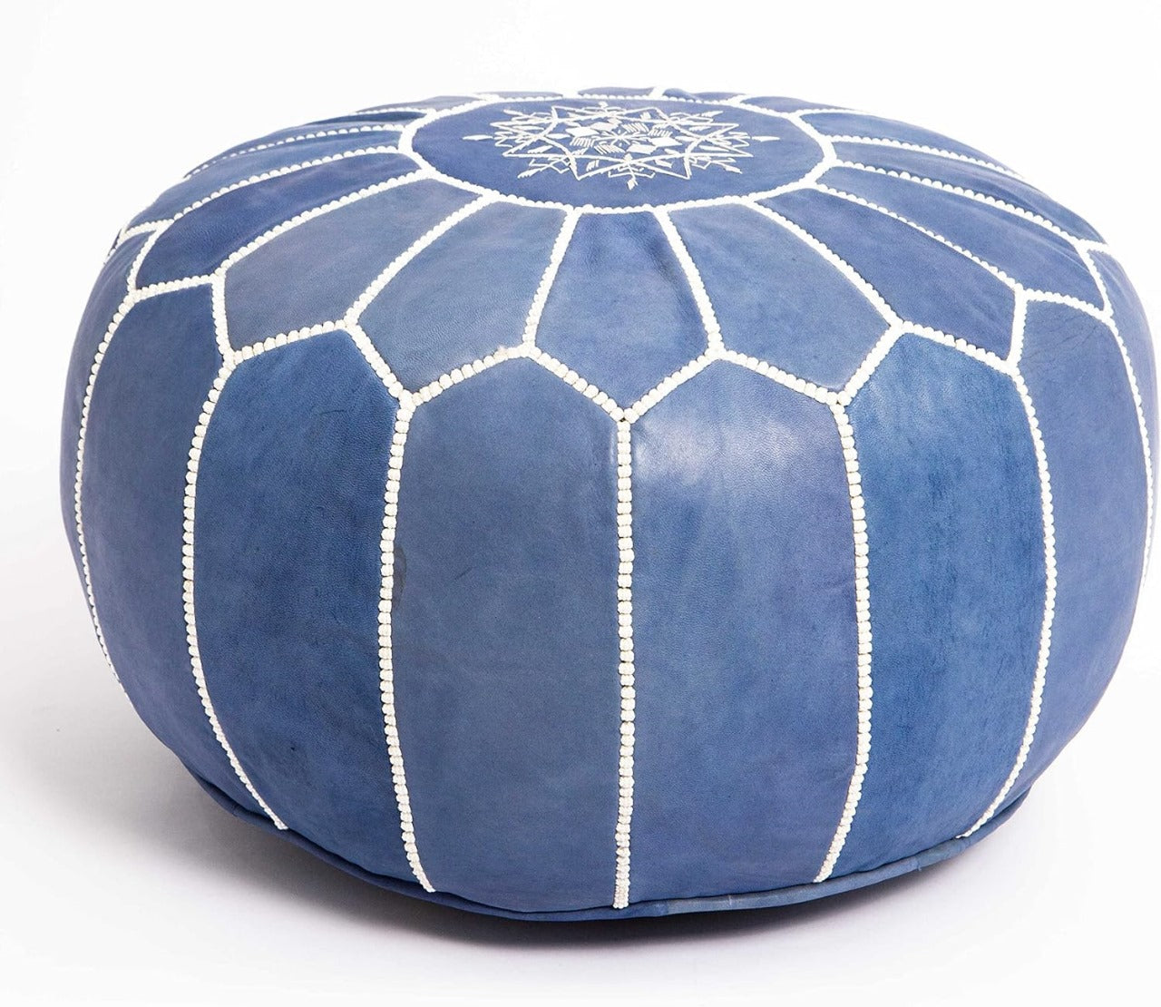Pouf de luxe marocain en cuir fabriqué à la main en gros 20x20x14" / 50x50x35cm