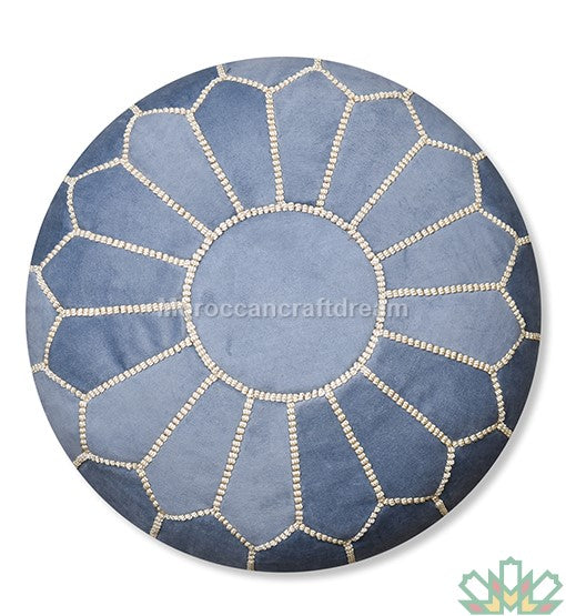 Pouf marocain de luxe en velours NOIR VP1BL
