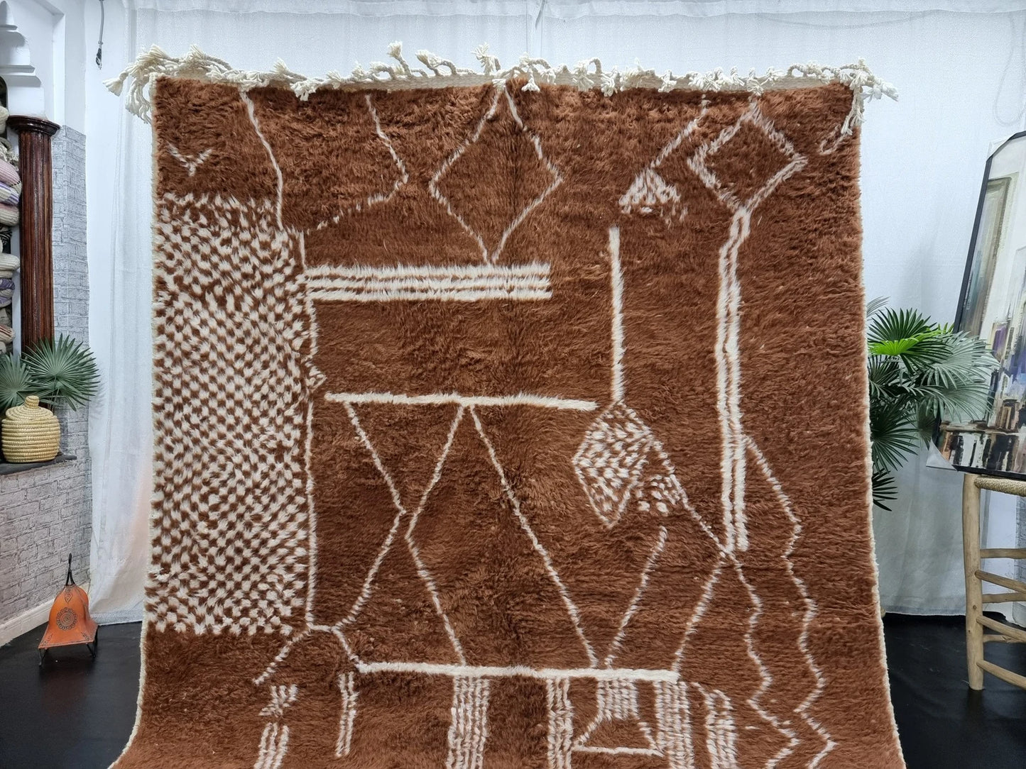 brown beni ouarain moroccan berber rug