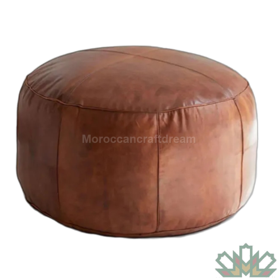 handmade moroccan pouf leather ottoman used as footstool coffee table