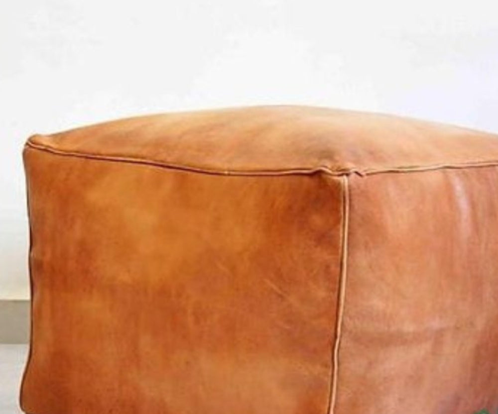 Pouf carré marocain en cuir fabriqué à la main en gros 18x18x18" / 45x45x45cm