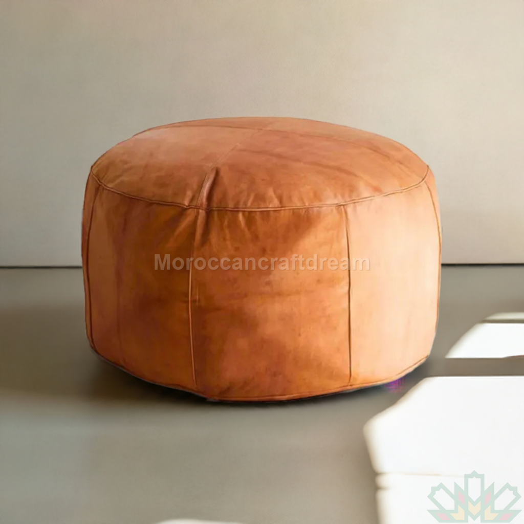 caramel handmade leather ottoman coffee table footstool