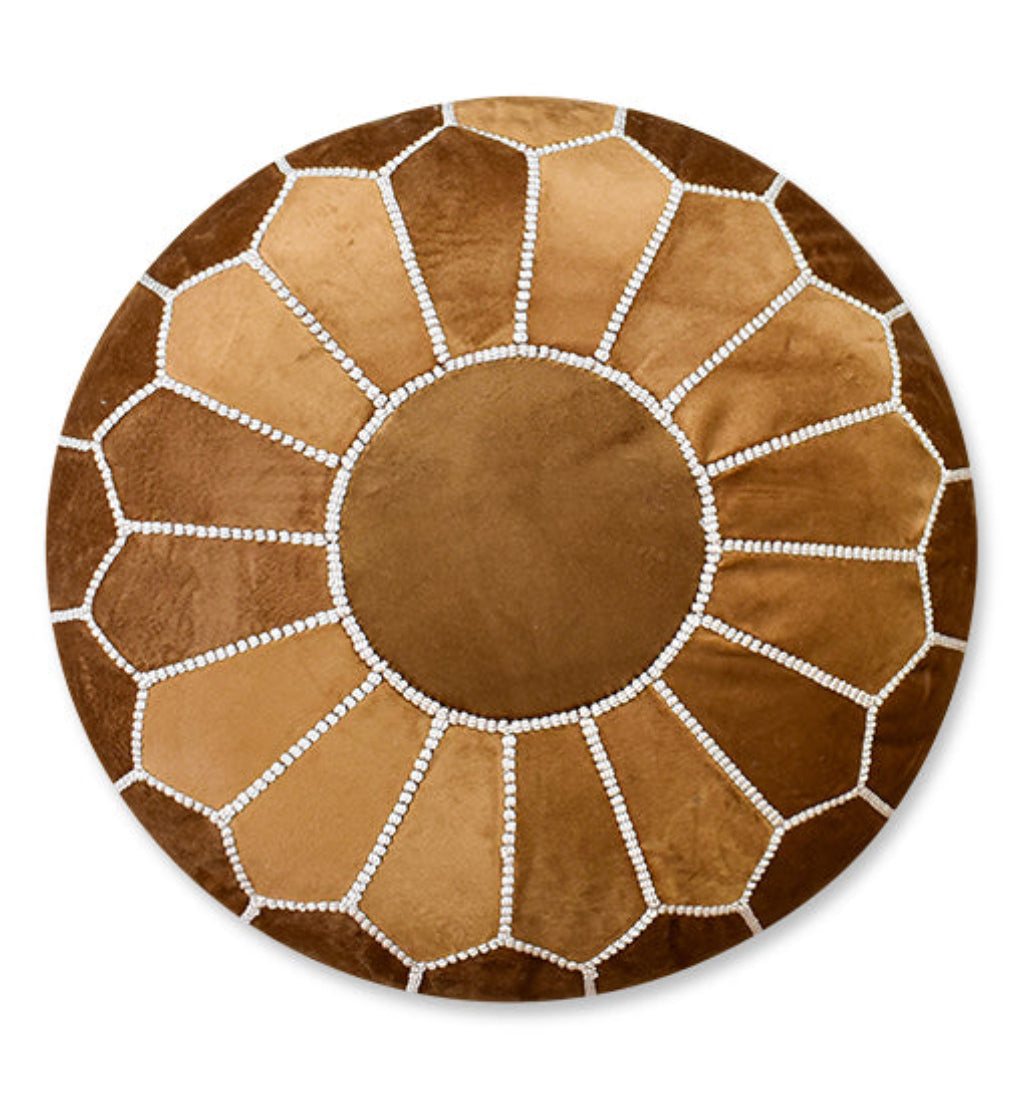 authentic caramel velvet moroccan pouf ottoman