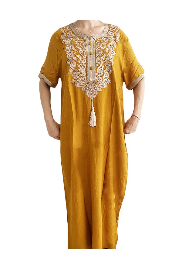 CAFTAN MAROCAIN FAIT MAIN TERZA 1 NOIR BRODÉ EN OR