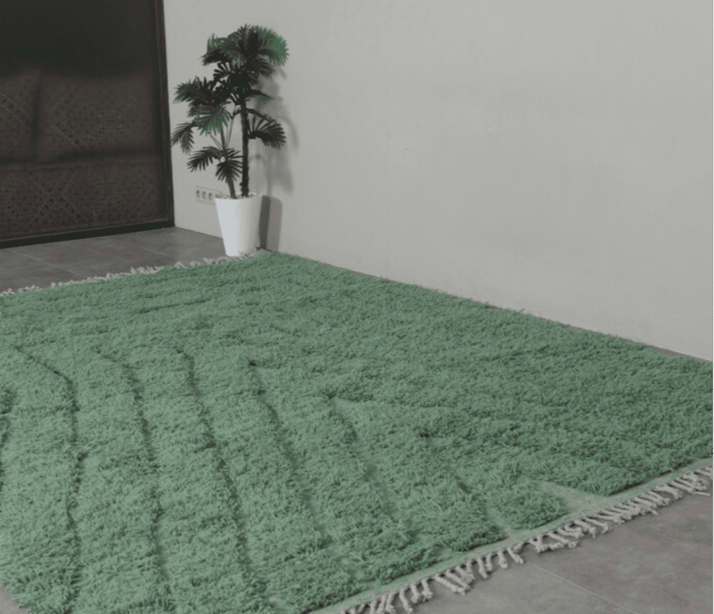 green handmade berber area rug bohemian carpet moroccan design living room
