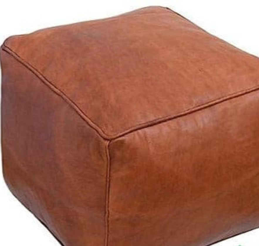 Pouf carré marocain en cuir fabriqué à la main en gros 18x18x18" / 45x45x45cm