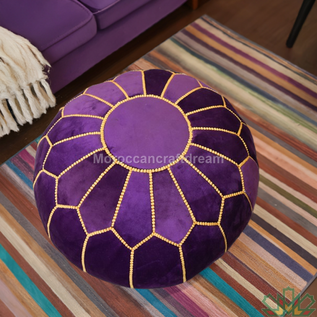 original purple velvet ottoman moroccan pouf