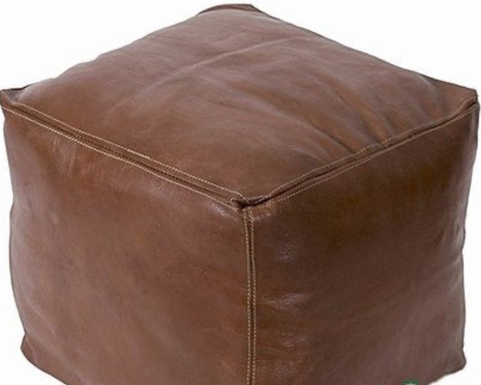 Pouf carré marocain en cuir fabriqué à la main en gros 18x18x18" / 45x45x45cm