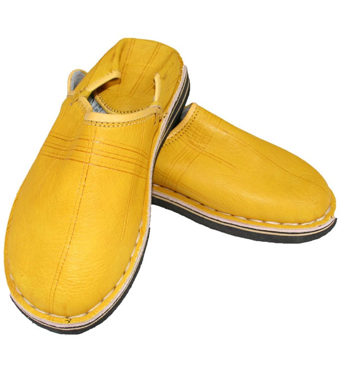 handcrafted yellow leather slipper