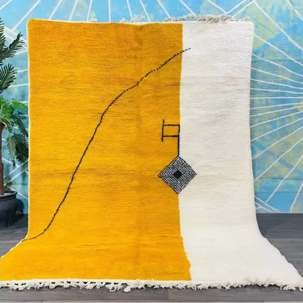 Berber yellow area rugs and Moroccan carpets featuring traditional designs, handcrafted from high-quality materials for authentic home decor.