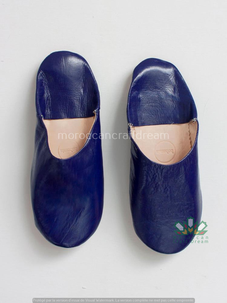 Babouche Bohème Cuir Swerty Bleu SS1BU