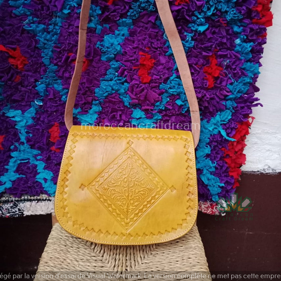 Sac en cuir Sweerly moutarde SB1MU – Boho bandoulière, sac à main