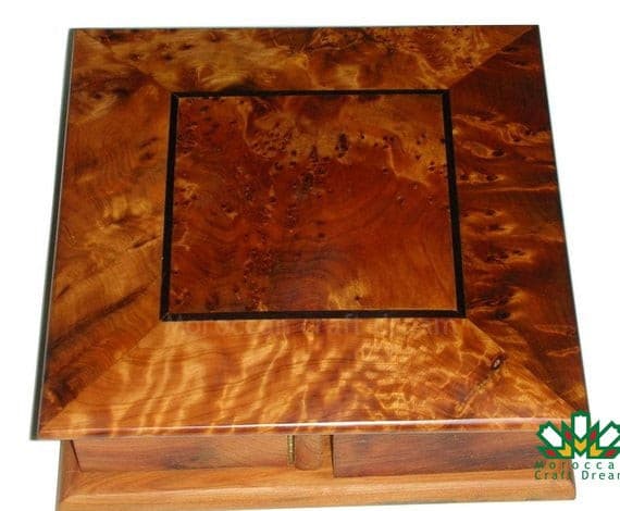 Handmade Thuya Wood Jewelry Box – Unique TW1SQ
