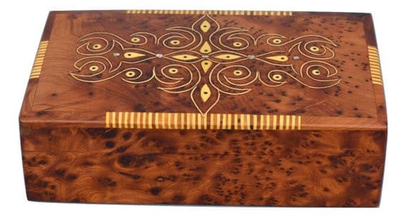 Handmade Thuya Wood Jewelry Box – Handcrafted Moroccan Wooden Box TW9SQ4