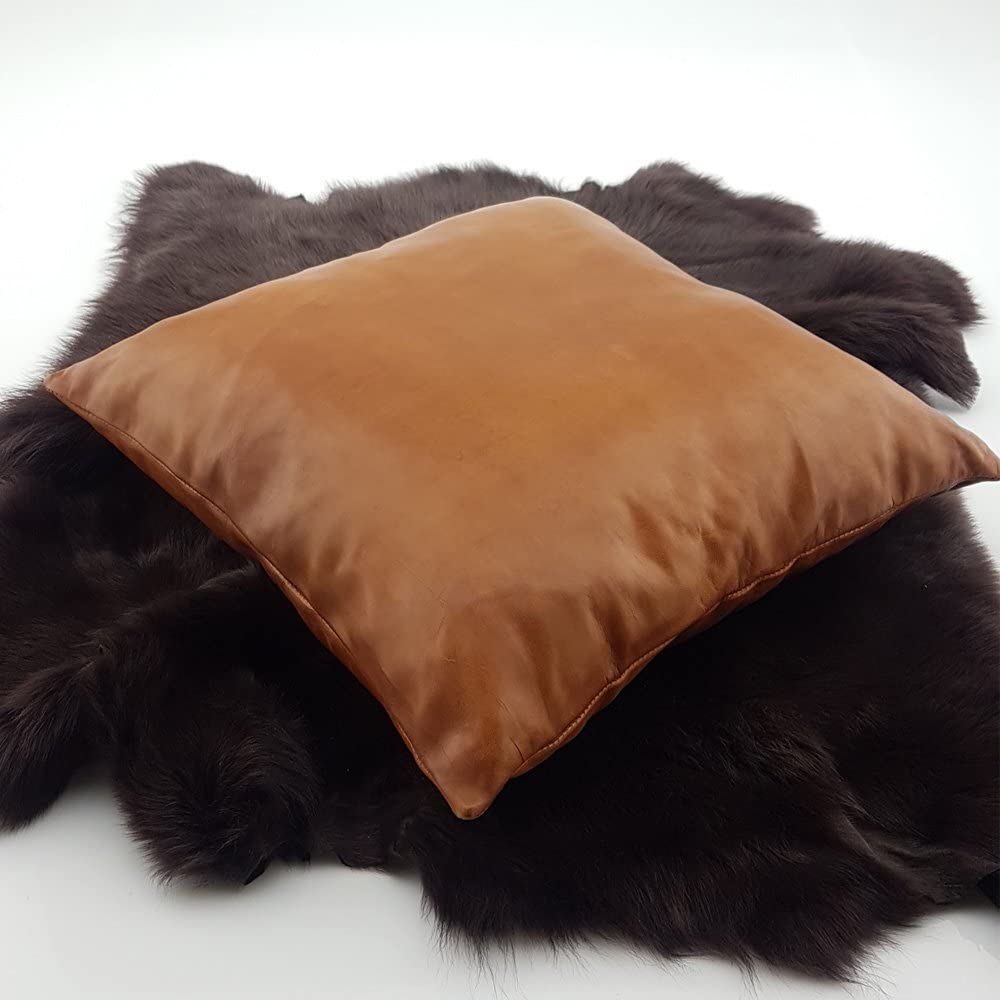 Leather Square Luxury Simple Pillow Caramel NP1CR3