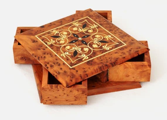 Handmade Thuya Wood Jewelry Box – Unique TW1MG