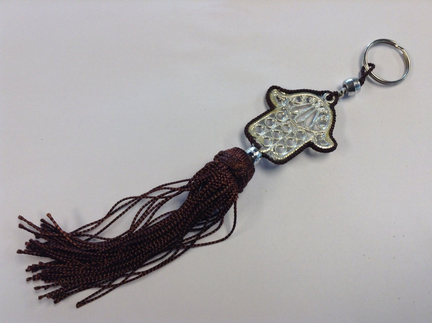 moroccan silk tassel keyring hamsa khmissa 2
