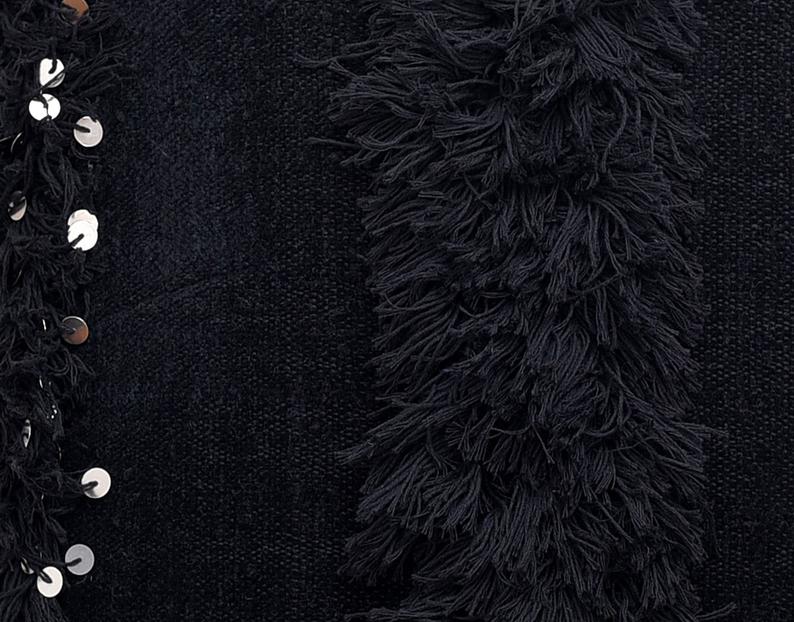Moroccan Wedding Pillow Throw Berber Cushion Black WP1BL5