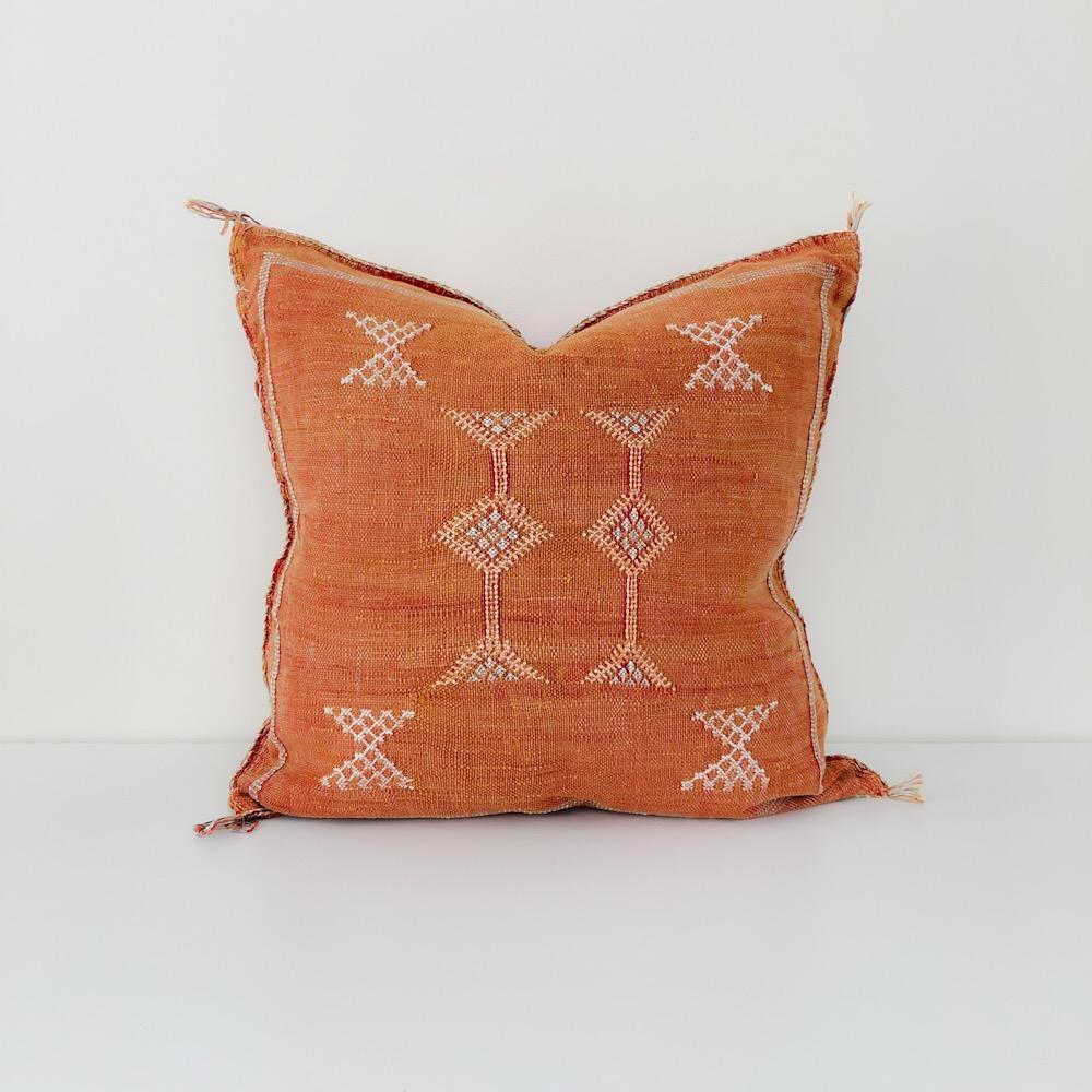Orange Moroccan Cactus Silk Sabra Pillow