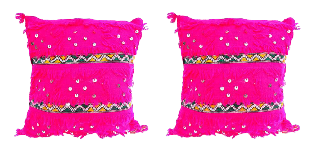 Moroccan Wedding Blanket Pillow Handira Pink
