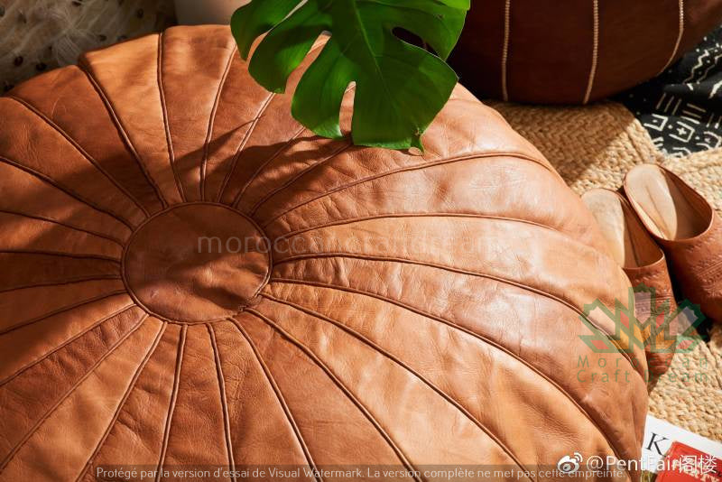 Extra Large Classy Leather Ottoman Caramel CP1CR