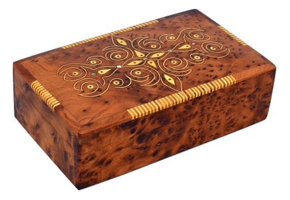 1990s Moroccan Thuya Wood Jewelry Box, Vintage Handmade, Burl Wood 1990s Moroccan Thuya Wood Jewelry Box, Vintage Handmade, Burl Wood