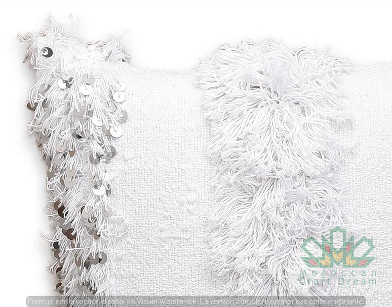Moroccan Wedding Pillow Throw Berber Cushion White 25