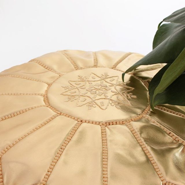 LUXURY LEATHER OTTOMAN GOLD RP1GL