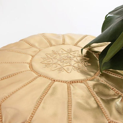 LUXURY LEATHER OTTOMAN GOLD RP1GL