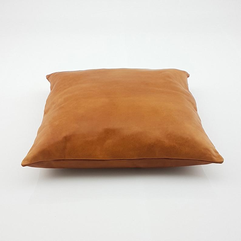 Leather Square Luxury Simple Pillow Caramel NP1CR