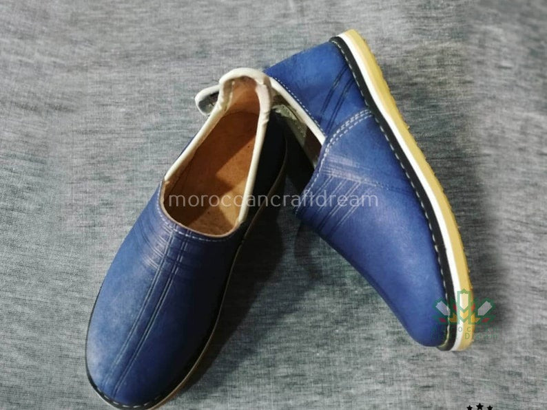 Berber Leather Babouche Idouky Blue SI2BU