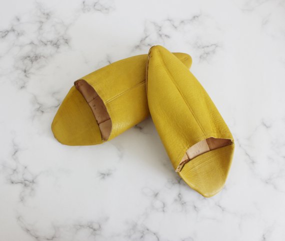 handmade leather slippers moroccan babouches yellow mustard 5