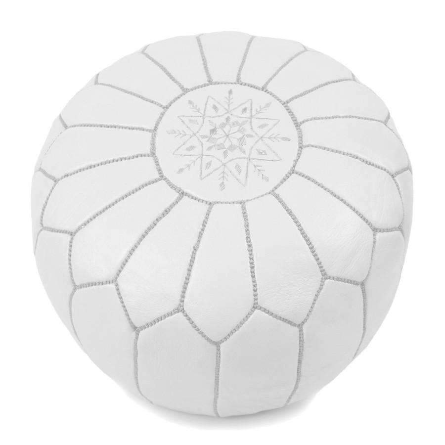 Moroccan poufs and ottomans footstool used as a coffee table, handcrafted in wool and velvet with traditional stitching and durable design
