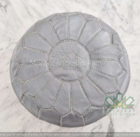 Luxury Leather Ottoman Light Grey MRP1LGR