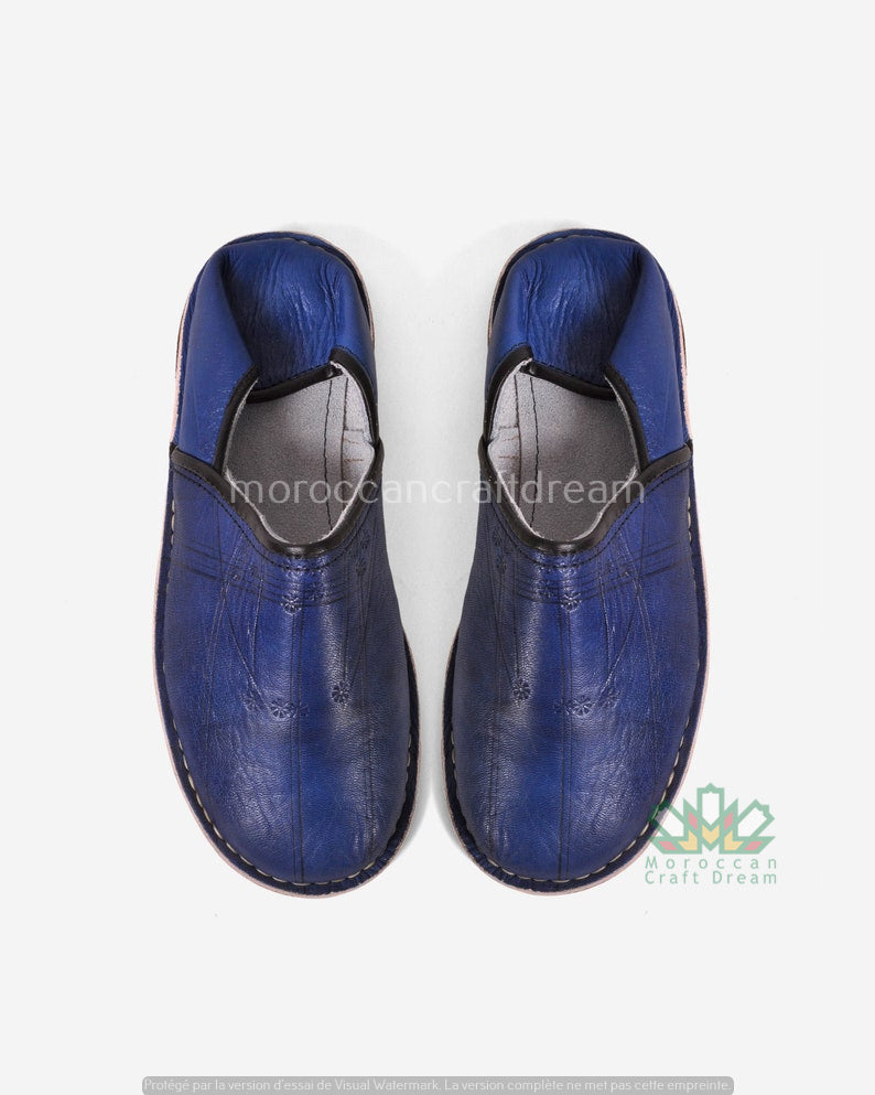 Berber Leather Babouche Idouky Blue SI2BU