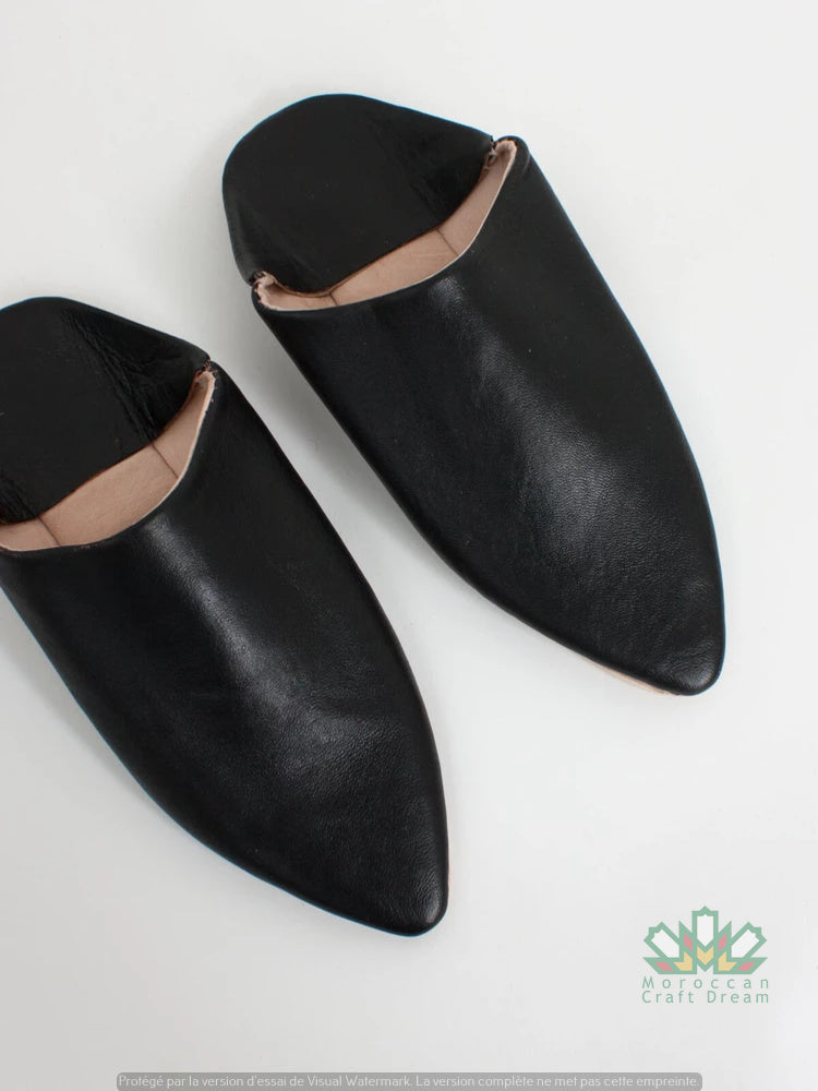 handmade leather slippers moroccan babouches marrakech black 3