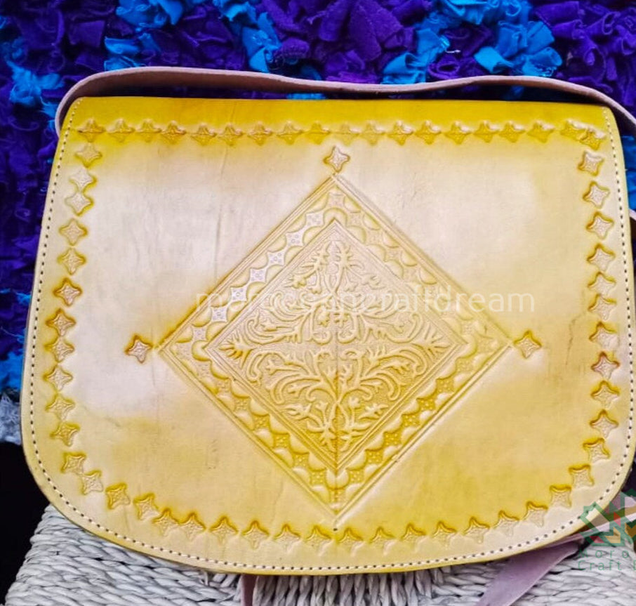 Sac en cuir Sweerly moutarde SB1MU – Boho bandoulière, sac à main