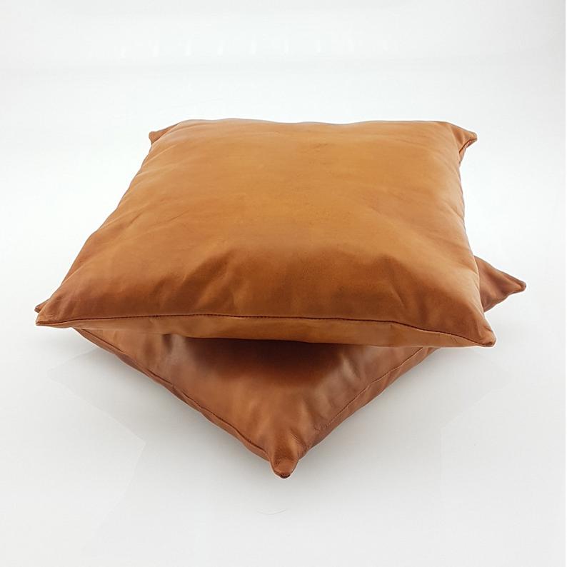 Leather Square Luxury Simple Pillow Caramel NP1CR2