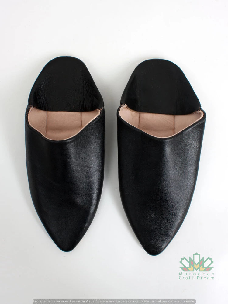 handmade leather slippers moroccan babouches marrakech black 2