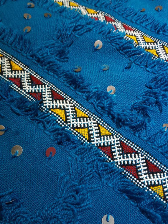 handmade moroccan pillow cushion bohemian blue 3