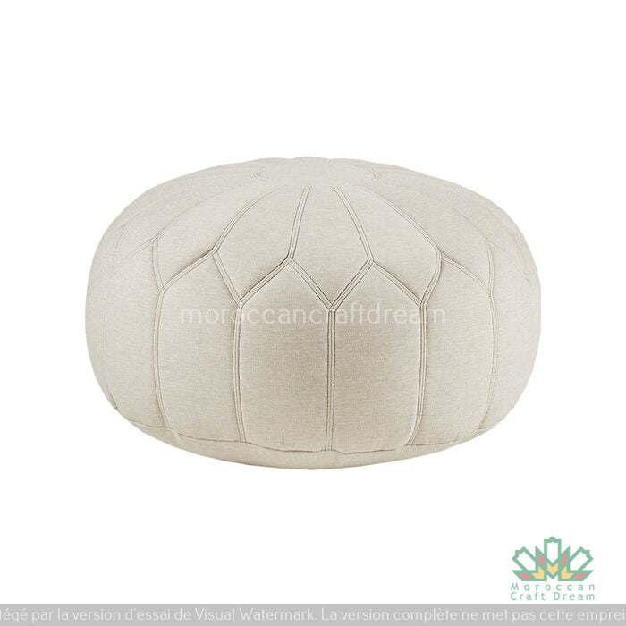 Moroccan poufs and ottomans footstool used as a coffee table, handcrafted in wool and velvet with traditional stitching and durable design