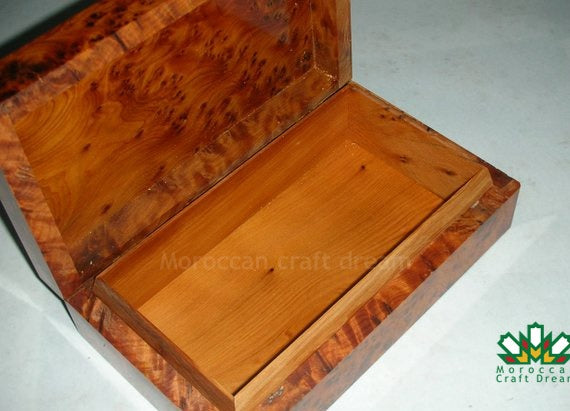 Handmade Thuya Wood Jewelry Box – Unique TW2JD2