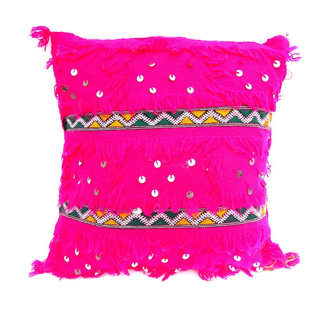 handmade moroccan pillow cushion bohemian pink