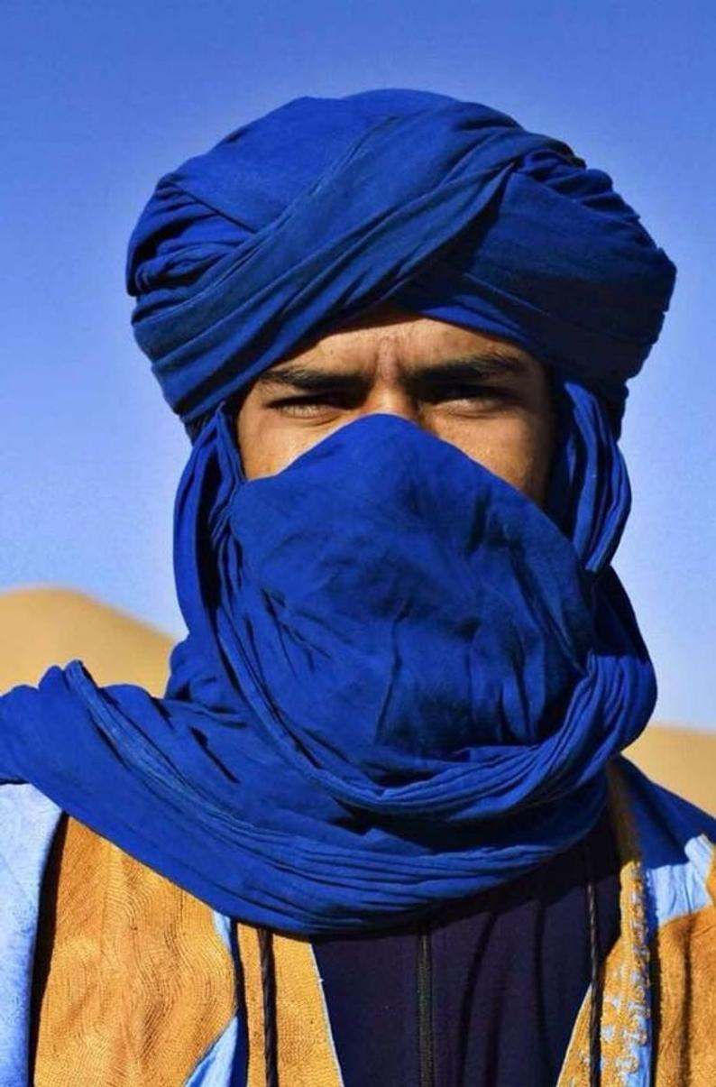 Moroccan African Tuareg Scarf, Turban Ethnic Sahara Scarf