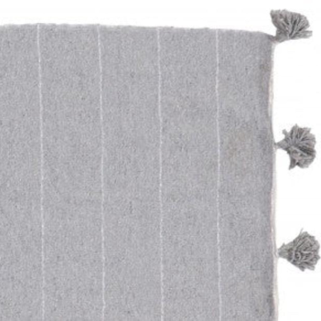 moroccan handmade blanket craft marrakech grey pompoms for bed