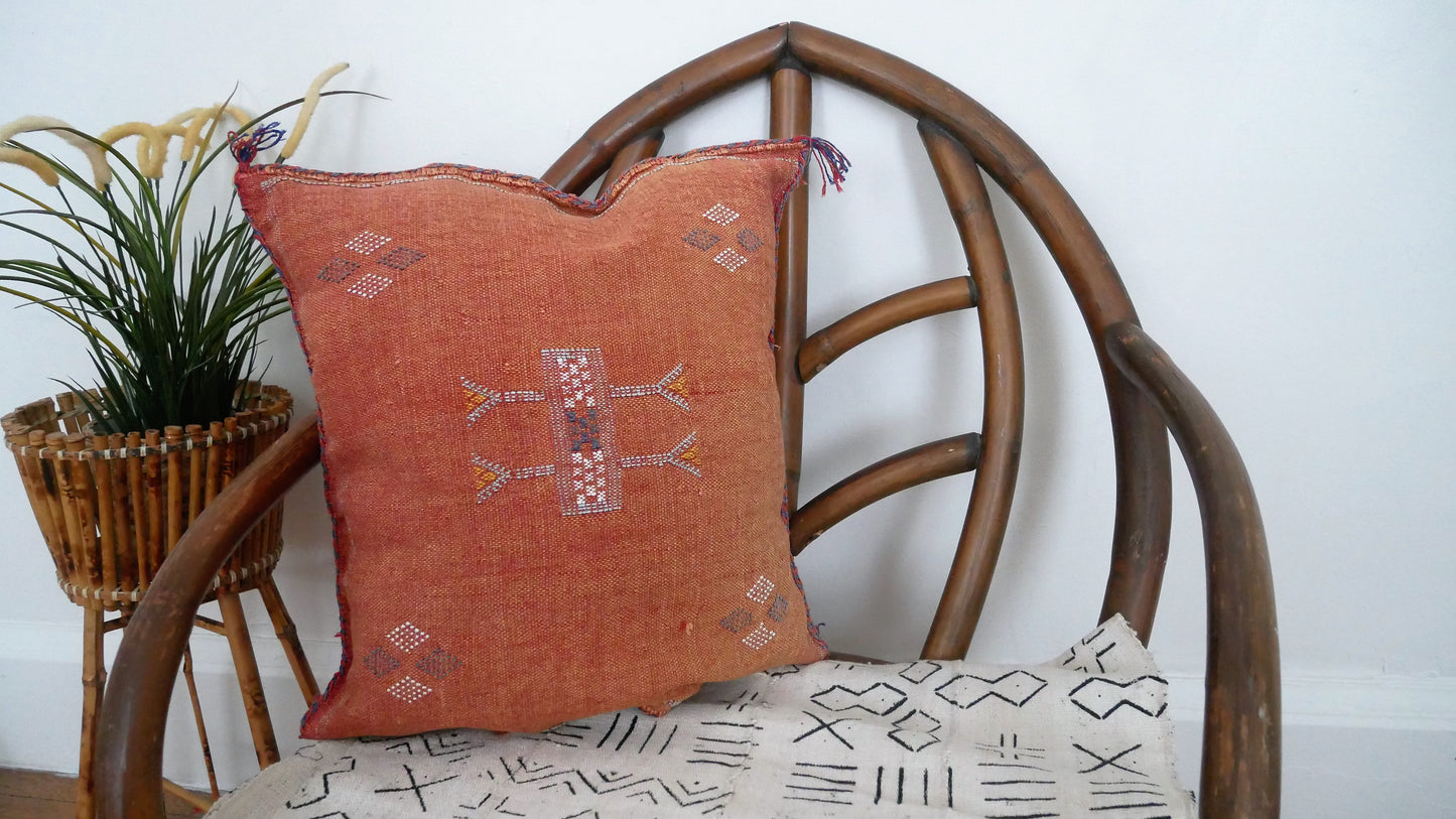 Brown Moroccan hand-loomed pillow cover showcasing traditional craftsmanship